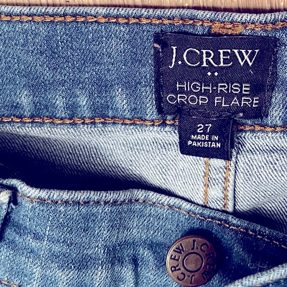 JCrew Button Fly Med Wash High-Rise Crop Flare Raw Hem Sz27 - Picture 6 of 13